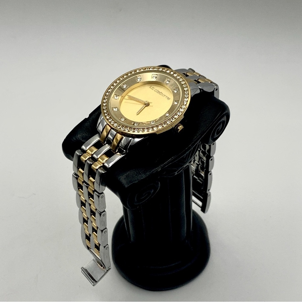 Liz Claiborne Two-Tone Crystal Bezel Watch 6.75" New Battery - Picture 13 of 14